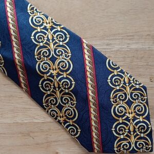 Gianni Versace Navy and Gold Patterned Tie